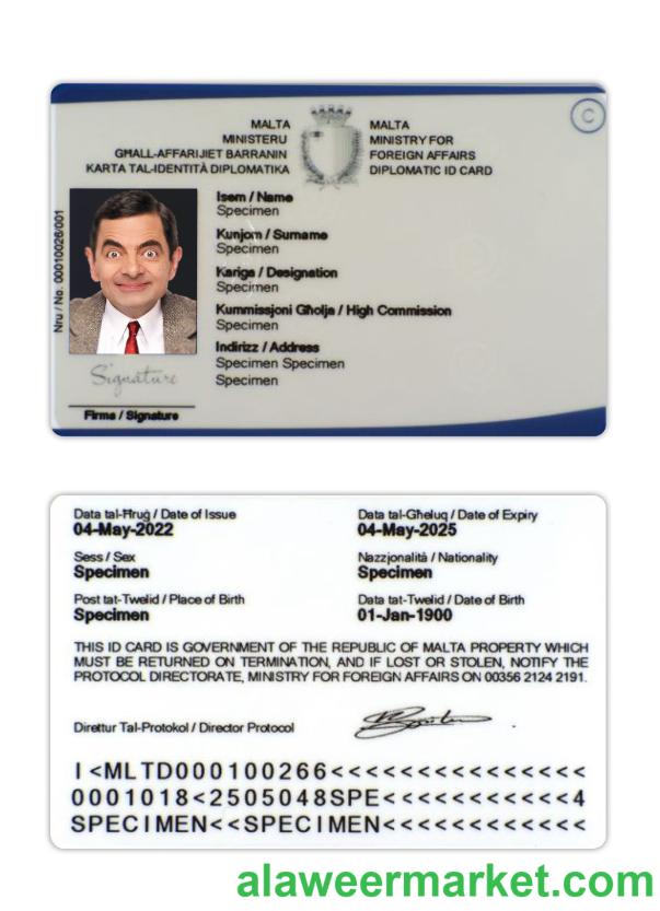 Malta diplomatic ID card